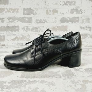 NEW Croft & Barrow Myra Black Leather Dark Academia Y2K Lace Up Block Heels F457